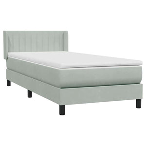 Κρεβάτι Boxspring με Στρώμα Ανοιχτό Γκρι 100x210 εκ. Βελούδινο - Pakobazaar