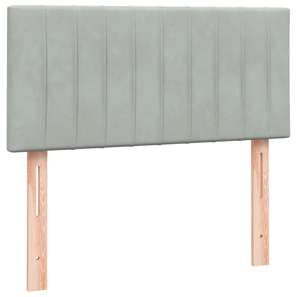 Κρεβάτι Boxspring με Στρώμα Ανοιχτό Γκρι 100x210 εκ. Βελούδινο - Pakobazaar