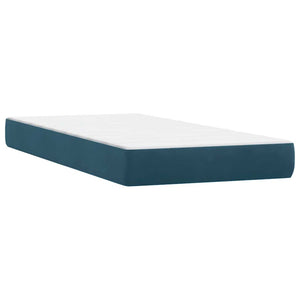 Κρεβάτι Boxspring με Στρώμα Σκούρο Μπλε 100x210 εκ. Βελούδινο - Pakobazaar