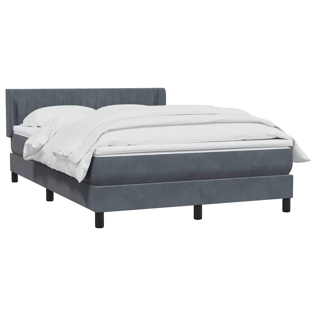 Κρεβάτι Boxspring με Στρώμα Σκούρο Γκρι 140x210 εκ. Βελούδινο