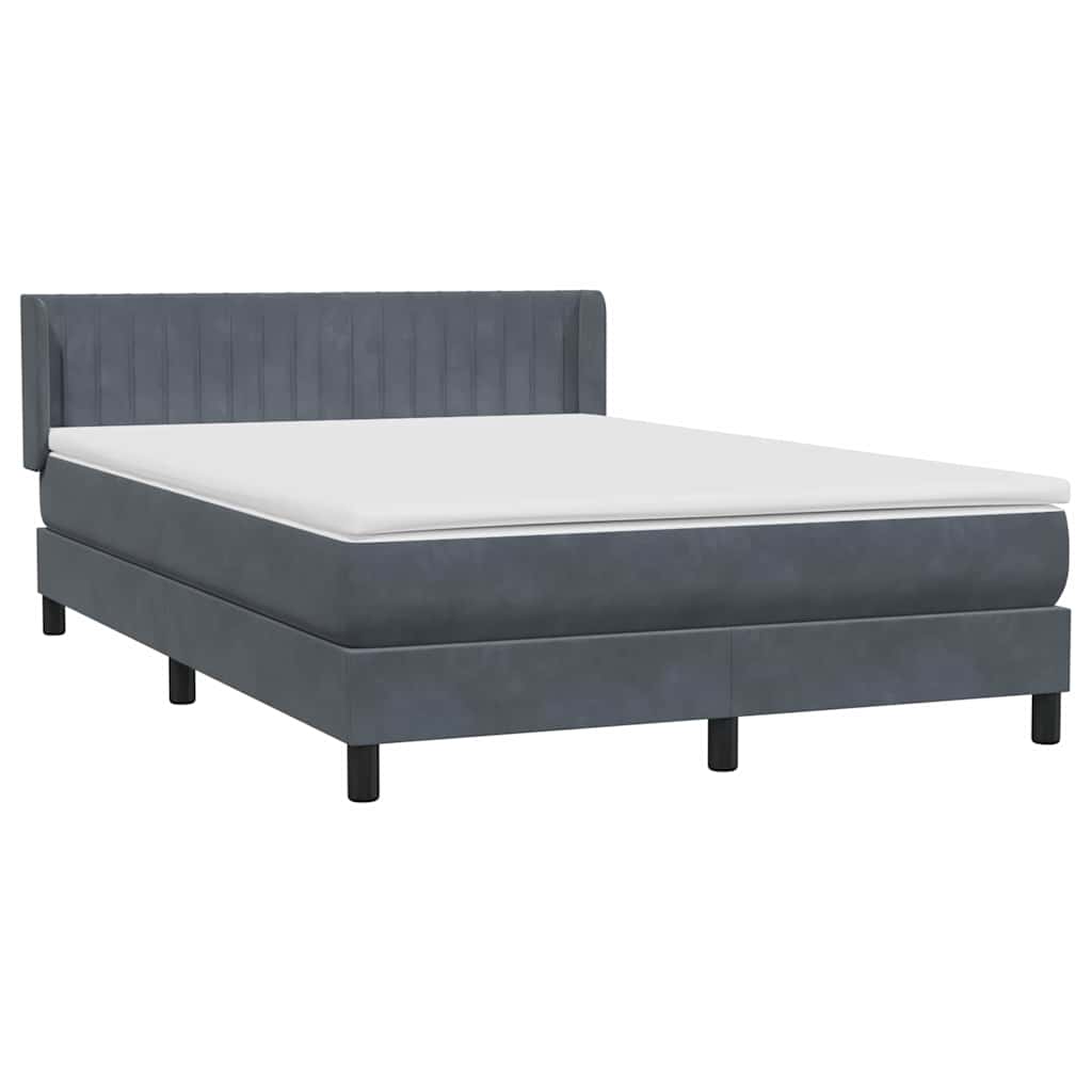 Κρεβάτι Boxspring με Στρώμα Σκούρο Γκρι 140x210 εκ. Βελούδινο