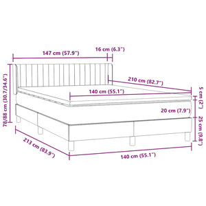 Κρεβάτι Boxspring με Στρώμα Μαύρο 1140x210 εκ. Βελούδινο - Pakobazaar