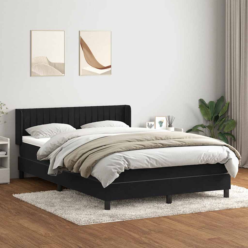 Κρεβάτι Boxspring με Στρώμα Μαύρο 1140x210 εκ. Βελούδινο - Pakobazaar