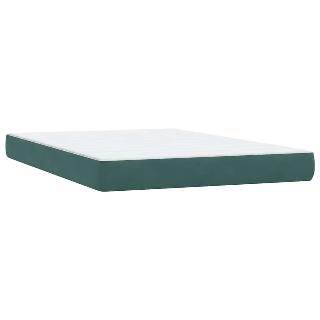 Κρεβάτι Boxspring με Στρώμα Σκούρο Πράσινο 140x210εκ. Βελούδινο