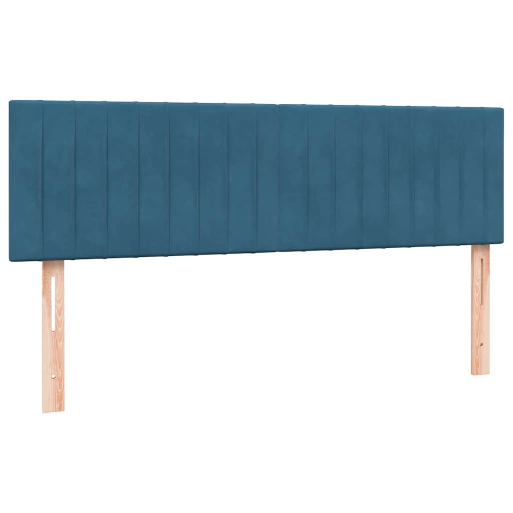 Κρεβάτι Boxspring με Στρώμα Σκούρο Μπλε 140x210 εκ. Βελούδινο