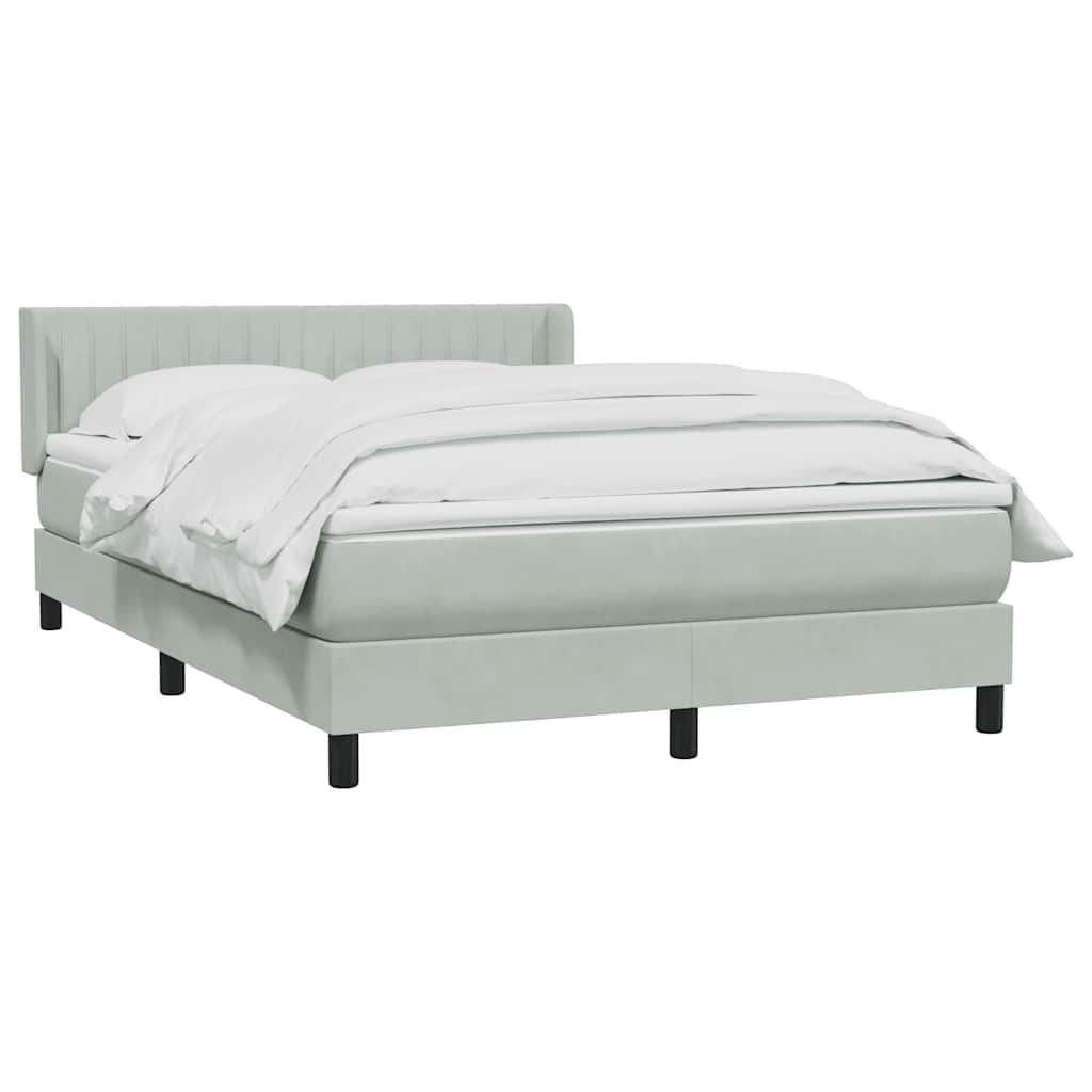 Κρεβάτι Boxspring με Στρώμα Ανοιχτό Γκρι 160x210 εκ. Βελούδινο
