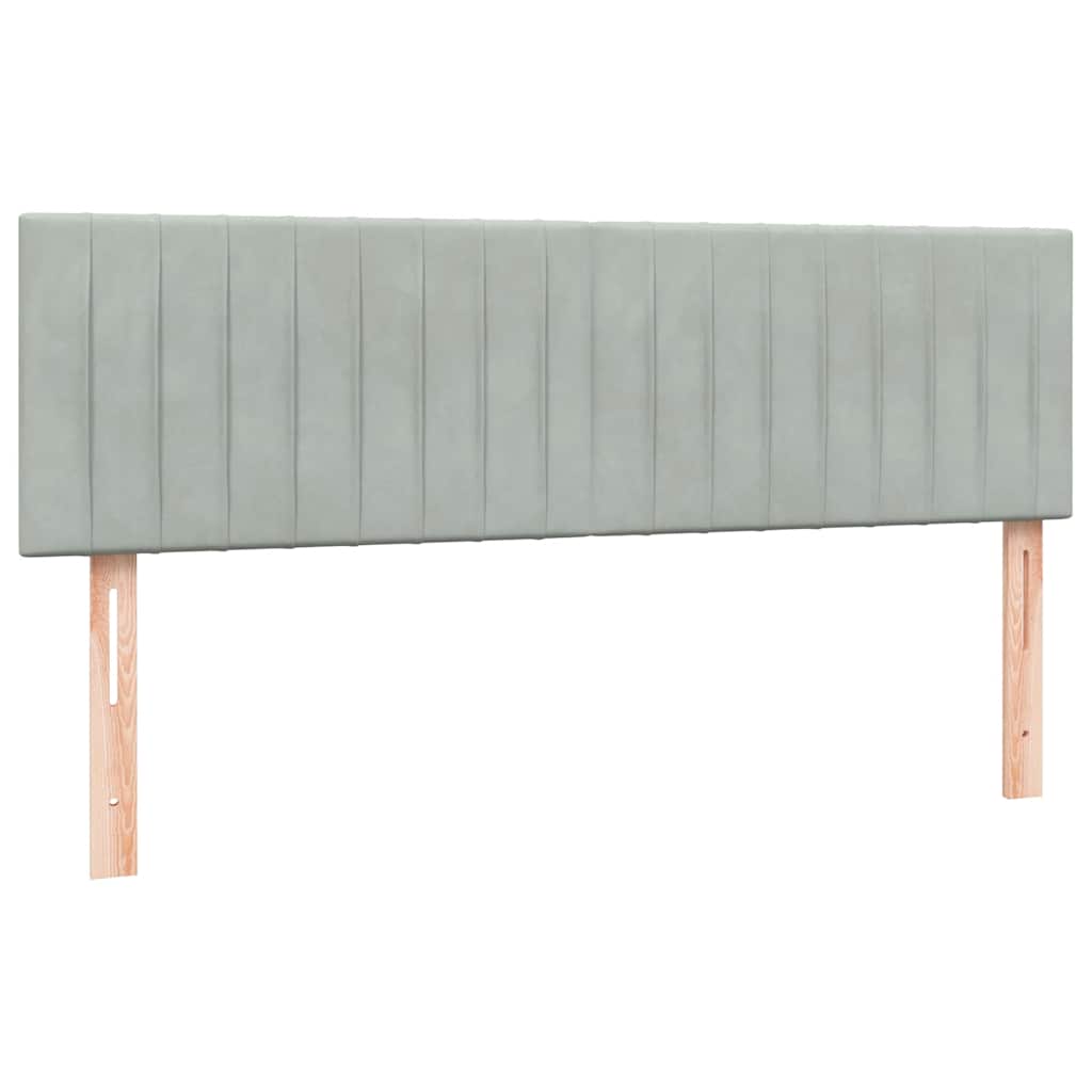 Κρεβάτι Boxspring με Στρώμα Ανοιχτό Γκρι 160x210 εκ. Βελούδινο