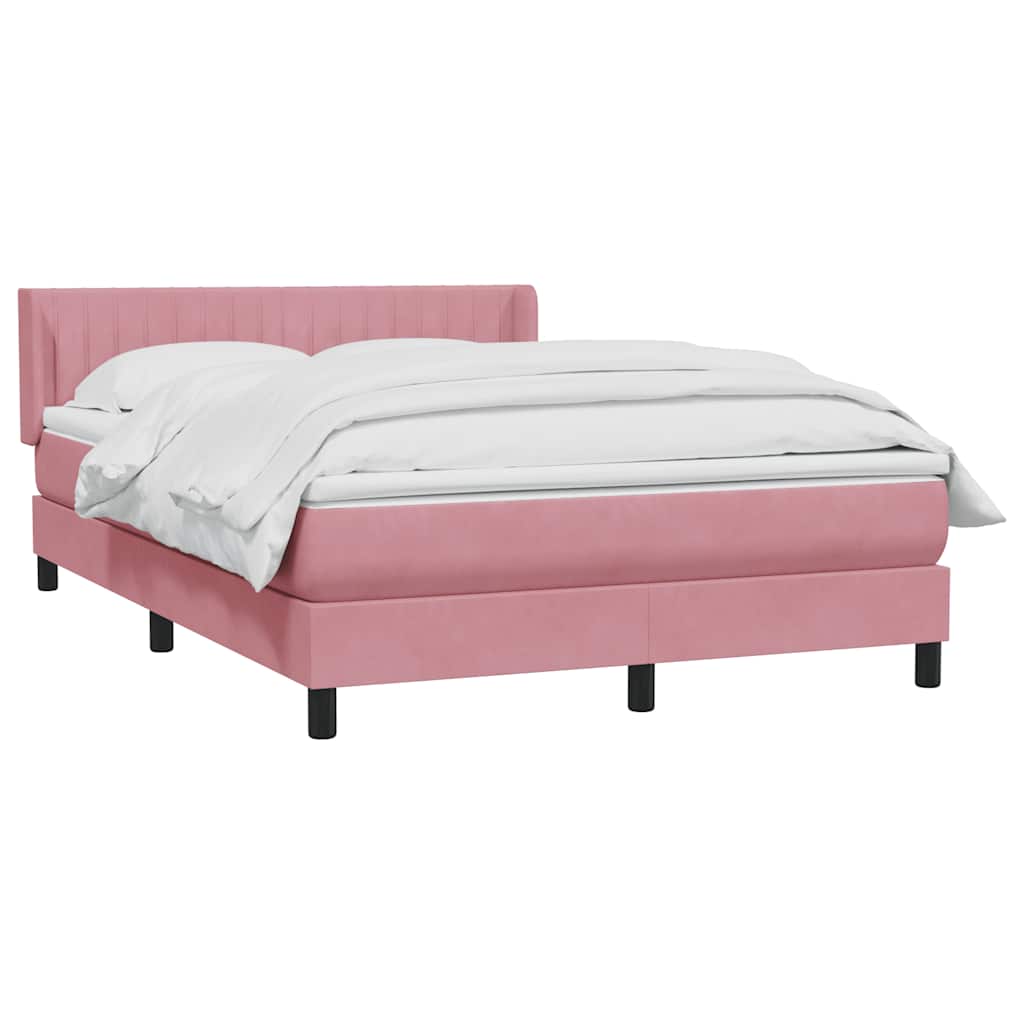 Κρεβάτι Boxspring με Στρώμα Ροζ 160x210 εκ. Βελούδινο