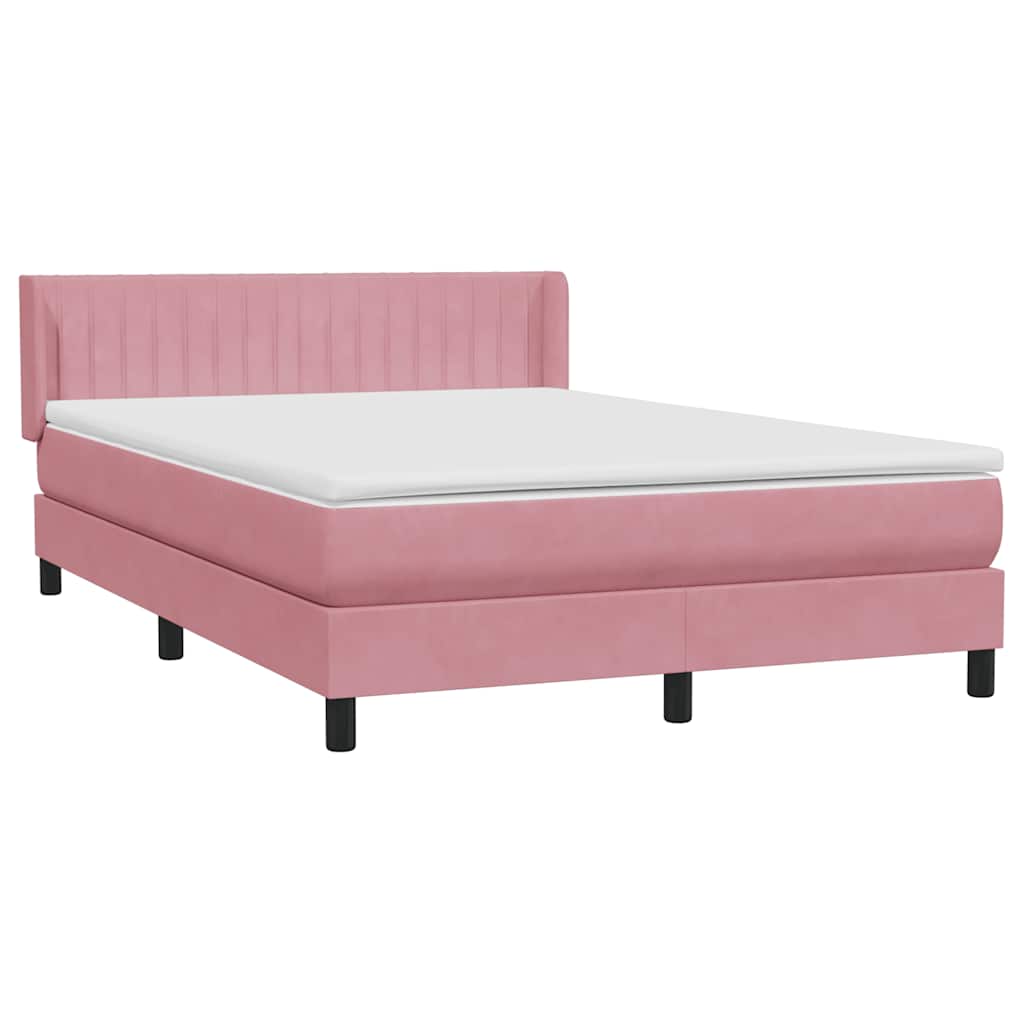 Κρεβάτι Boxspring με Στρώμα Ροζ 160x210 εκ. Βελούδινο