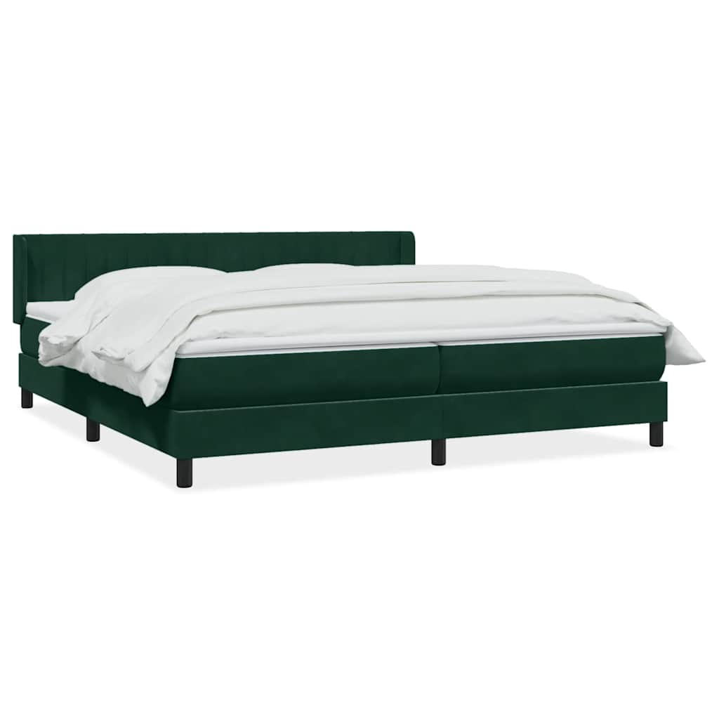 Κρεβάτι Boxspring με Στρώμα Σκούρο Πράσινο 180x210εκ. Βελούδινο