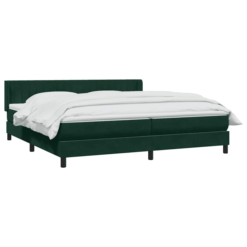 Κρεβάτι Boxspring με Στρώμα Σκούρο Πράσινο 180x210εκ. Βελούδινο