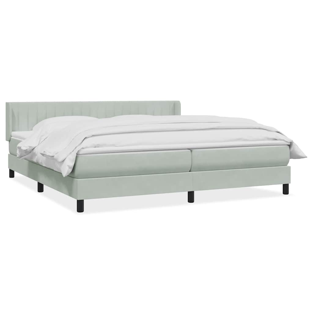 Box Spring κρεβάτι με στρώμα ανοιχτό γκρι 200x210 cm Βελούδινο - Pakobazaar