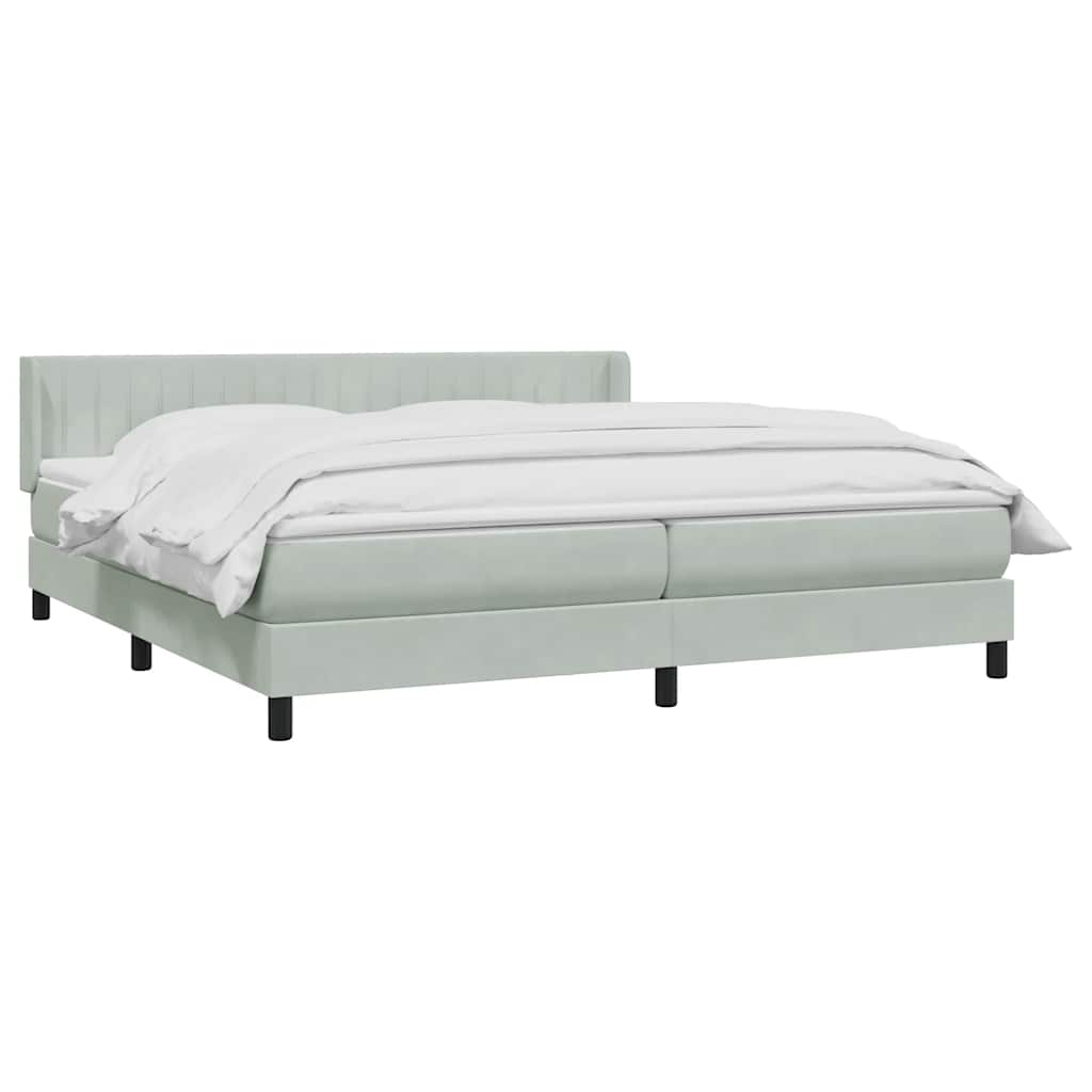 Box Spring κρεβάτι με στρώμα ανοιχτό γκρι 200x210 cm Βελούδινο - Pakobazaar