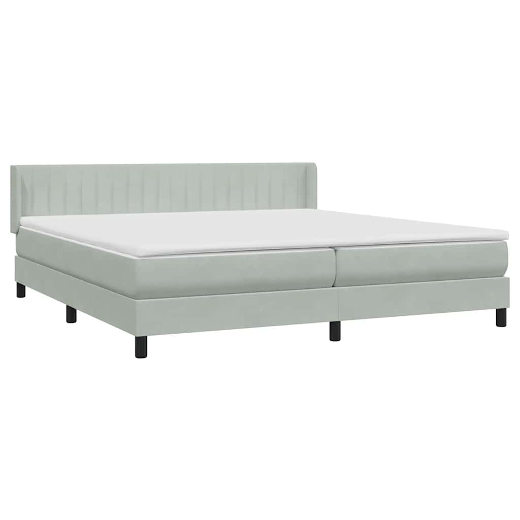 Box Spring κρεβάτι με στρώμα ανοιχτό γκρι 200x210 cm Βελούδινο - Pakobazaar