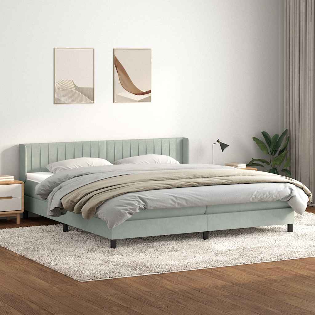 Box Spring κρεβάτι με στρώμα ανοιχτό γκρι 200x210 cm Βελούδινο - Pakobazaar