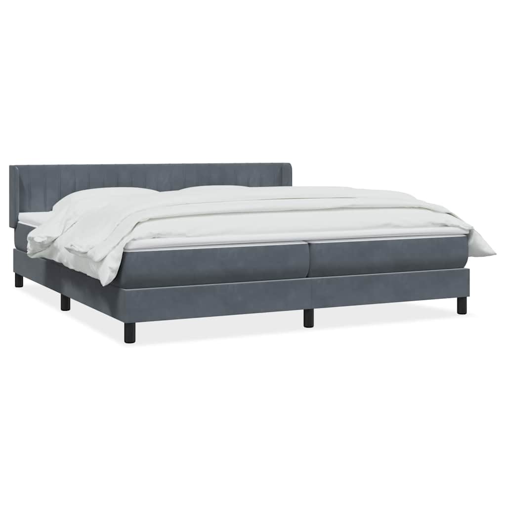 Κρεβάτι Boxspring με Στρώμα Σκούρο Γκρι 200x210 εκ. Βελούδινο - Pakobazaar