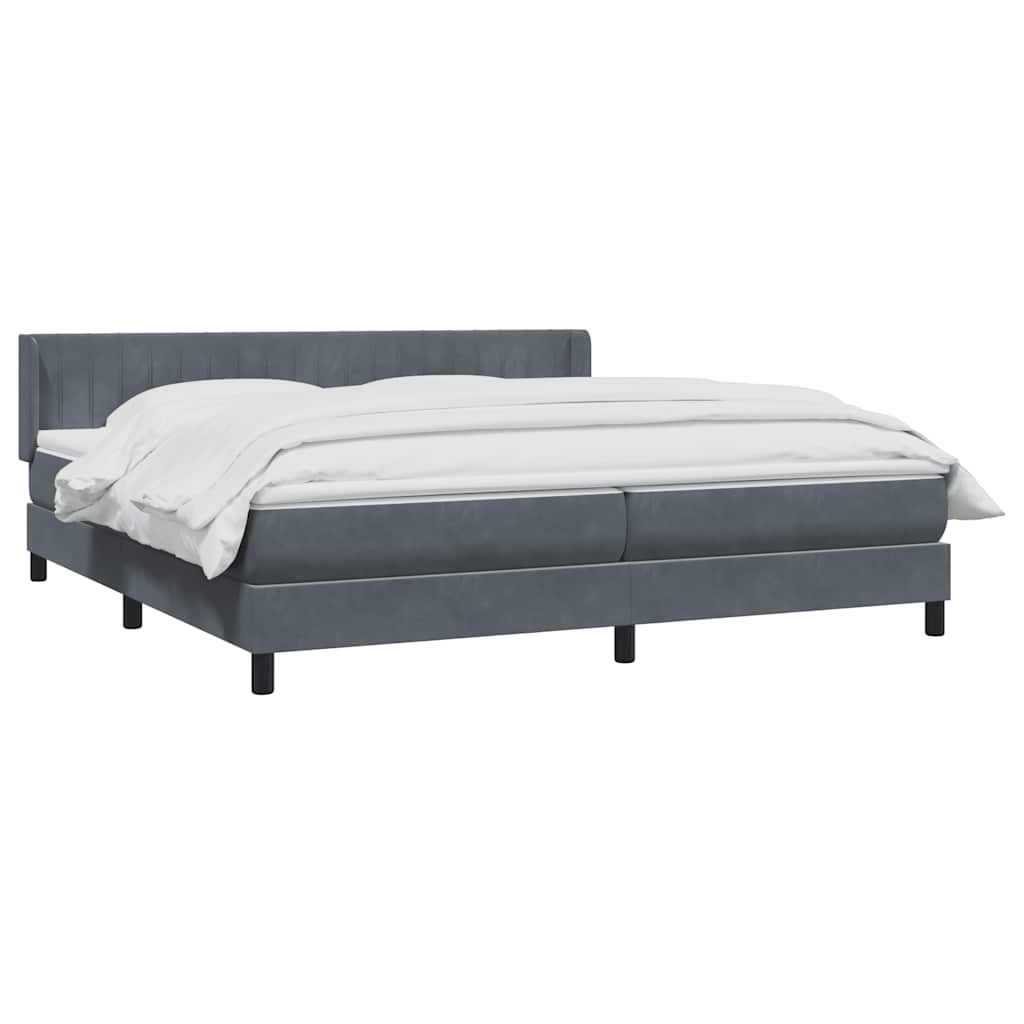 Κρεβάτι Boxspring με Στρώμα Σκούρο Γκρι 200x210 εκ. Βελούδινο - Pakobazaar