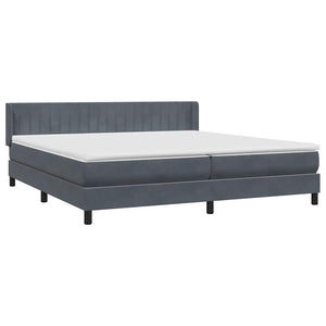 Κρεβάτι Boxspring με Στρώμα Σκούρο Γκρι 200x210 εκ. Βελούδινο - Pakobazaar