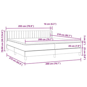 Κρεβάτι Boxspring με Στρώμα Μαύρο 200x210 εκ. Βελούδινο - Pakobazaar
