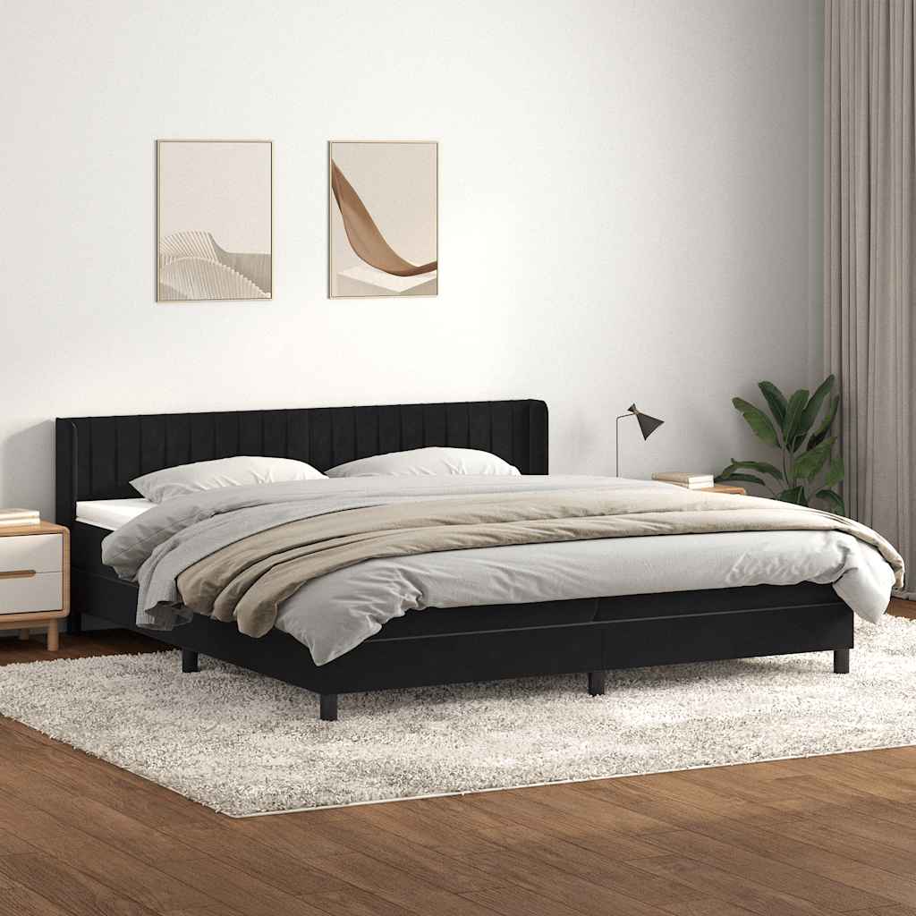 Κρεβάτι Boxspring με Στρώμα Μαύρο 200x210 εκ. Βελούδινο - Pakobazaar
