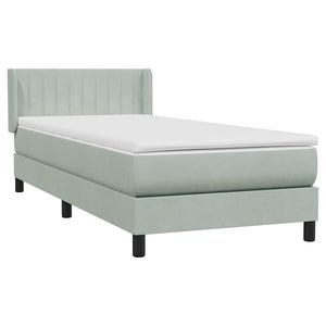 Box Spring κρεβάτι με στρώμα ανοιχτό γκρι 80x220 cm Βελούδινο