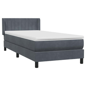 Κρεβάτι Boxspring με Στρώμα Σκούρο Γκρι 80x220 εκ. Βελούδινο