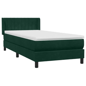 Box Spring κρεβάτι με στρώμα σκούρο πράσινο 80x220εκ. Βελούδινο - Pakobazaar