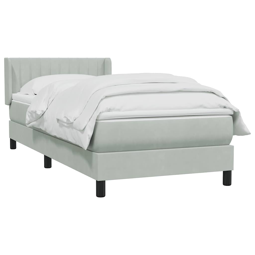 Box Spring κρεβάτι με στρώμα ανοιχτό γκρι 90x220 εκ. Βελούδινο