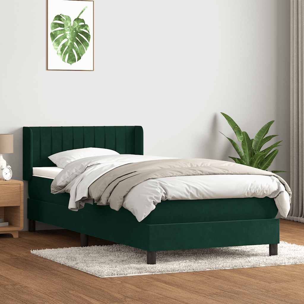 Box Spring κρεβάτι με στρώμα σκούρο πράσινο 90x220 cm Velvet - Pakobazaar