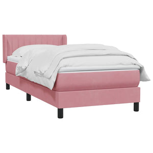Κρεβάτι Boxspring με Στρώμα Ροζ 90x220 εκ. Βελούδινο