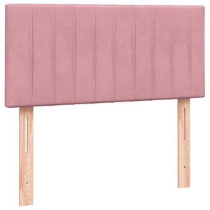 Κρεβάτι Boxspring με Στρώμα Ροζ 90x220 εκ. Βελούδινο