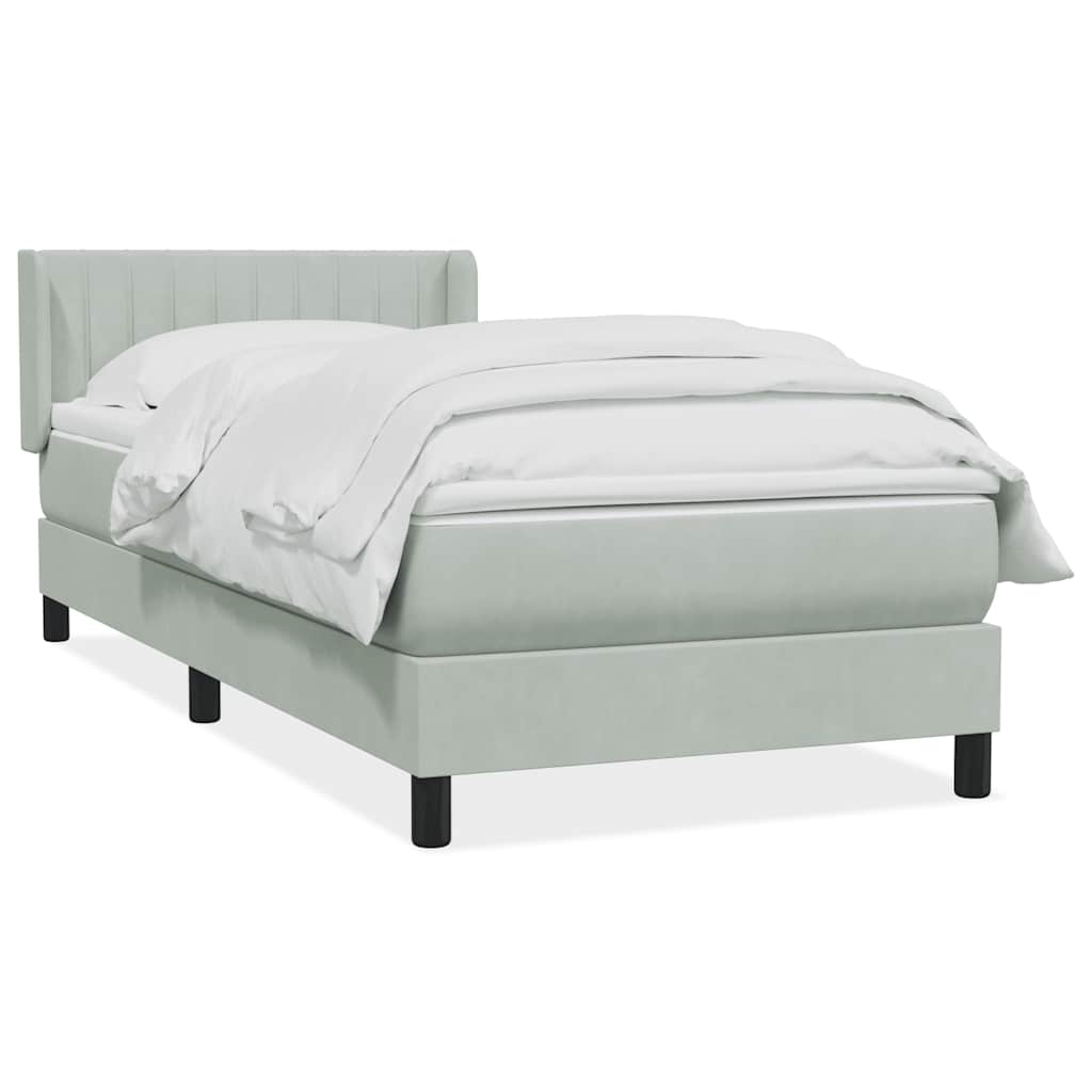 Box Spring κρεβάτι με στρώμα ανοιχτό γκρι 100x220 εκ. Βελούδινο - Pakobazaar