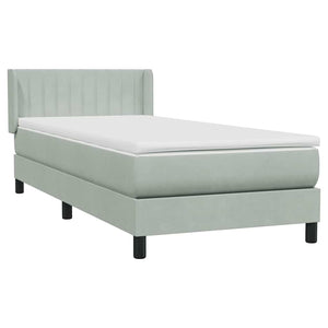 Box Spring κρεβάτι με στρώμα ανοιχτό γκρι 100x220 εκ. Βελούδινο - Pakobazaar