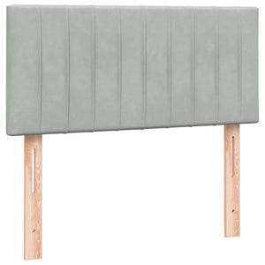 Box Spring κρεβάτι με στρώμα ανοιχτό γκρι 100x220 εκ. Βελούδινο - Pakobazaar