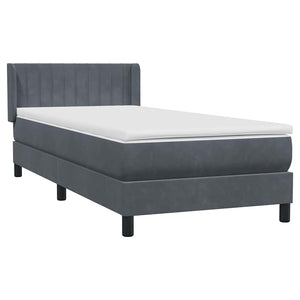 Box Spring Κρεβάτι με στρώμα Σκούρο γκρι 100x220 εκ. Βελούδινο - Pakobazaar