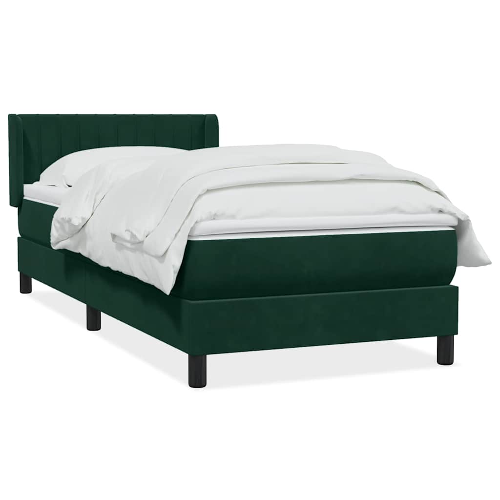 Box Spring κρεβάτι με στρώμα σκούρο πράσινο 100x220cm Βελούδινο - Pakobazaar