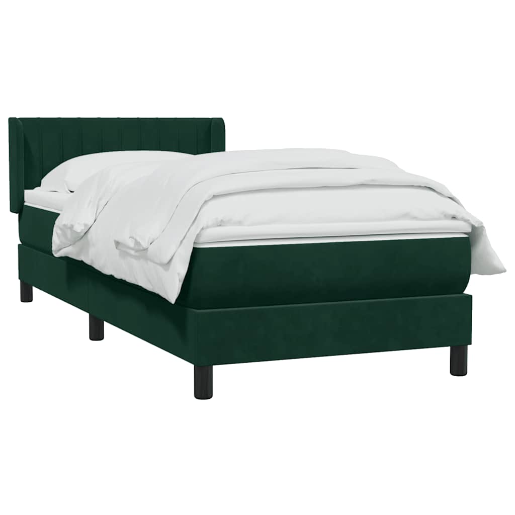 Box Spring κρεβάτι με στρώμα σκούρο πράσινο 100x220cm Βελούδινο - Pakobazaar