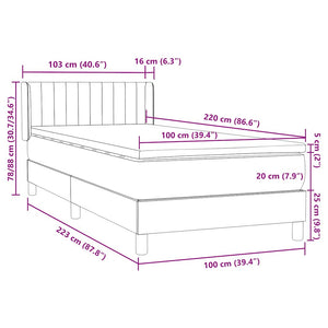 Box Spring κρεβάτι με στρώμα σκούρο πράσινο 100x220cm Βελούδινο - Pakobazaar