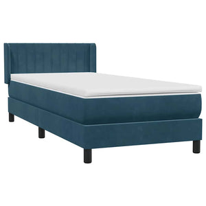 Box Spring κρεβάτι με στρώμα σκούρο μπλε 100x220 cm Βελούδινο - Pakobazaar