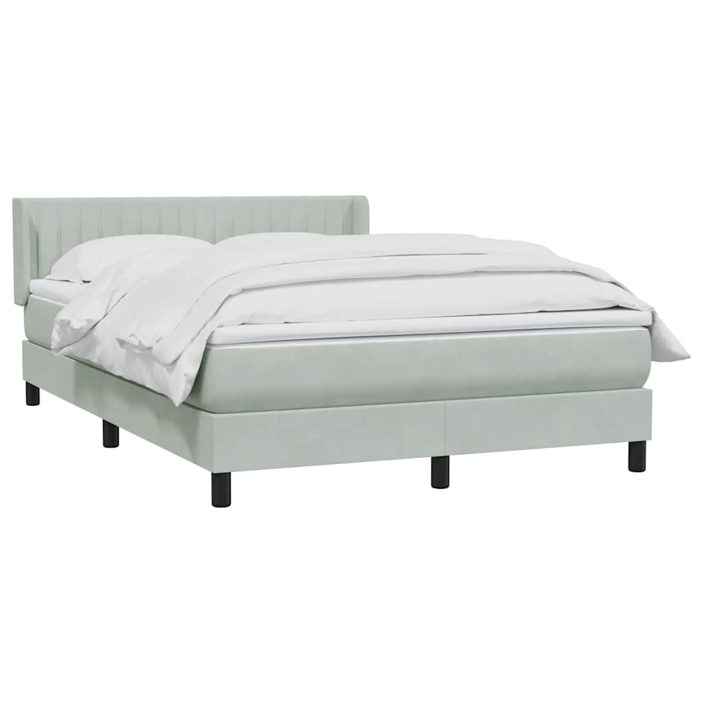 Κρεβάτι Boxspring με Στρώμα Ανοιχτό Γκρι 140x220 εκ. Βελούδινο - Pakobazaar