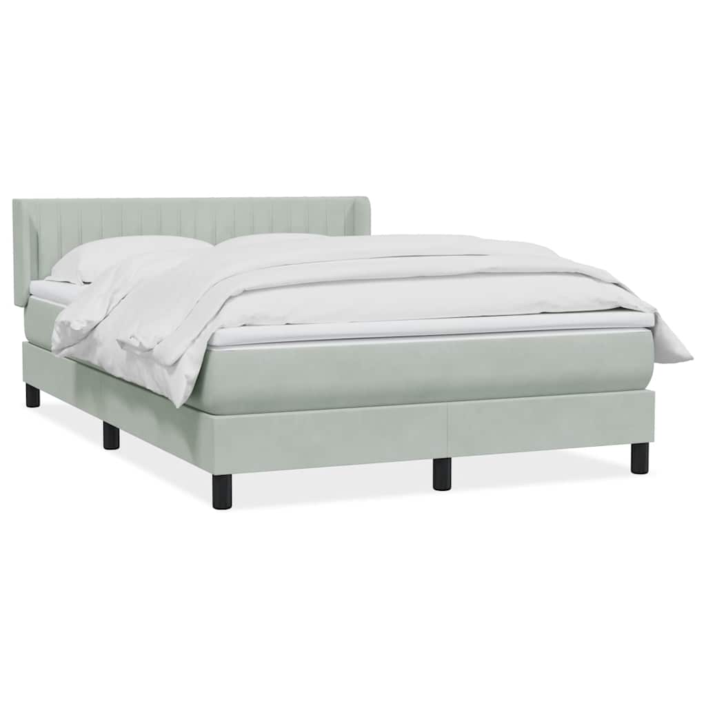 Κρεβάτι Boxspring με Στρώμα Ανοιχτό Γκρι 140x220 εκ. Βελούδινο - Pakobazaar