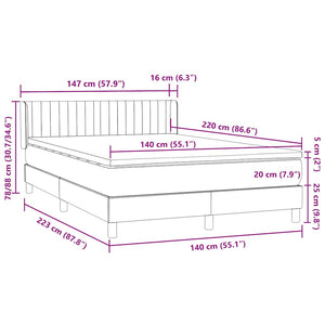 Box Spring Κρεβάτι με στρώμα Μαύρο 140x220 cm Βελούδινο