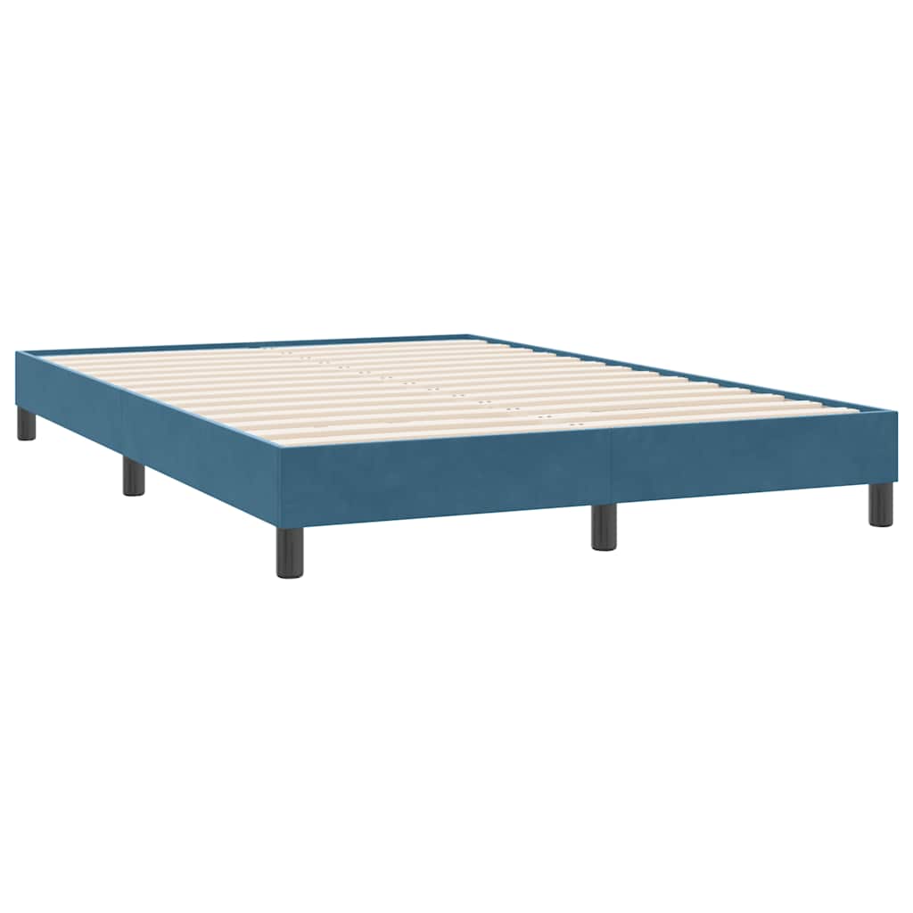 Box Spring κρεβάτι με στρώμα σκούρο μπλε 140x220 cm Βελούδινο