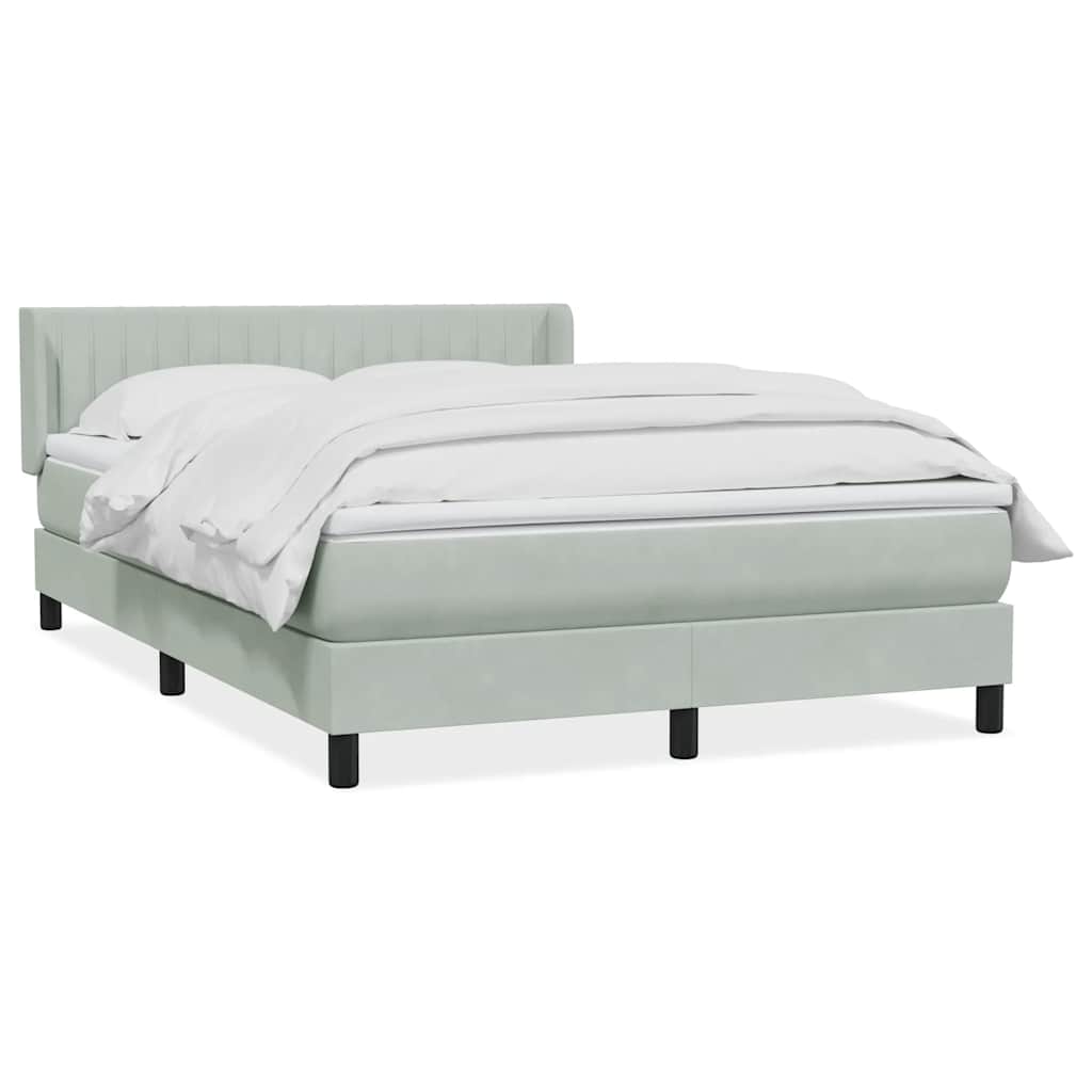 Κρεβάτι Boxspring με Στρώμα Ανοιχτό Γκρι 160x220 εκ. Βελούδινο