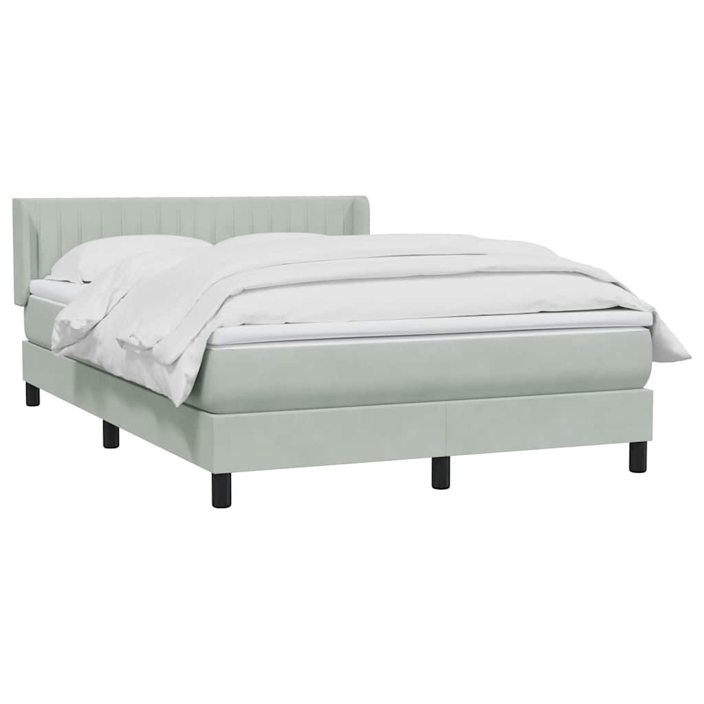 Κρεβάτι Boxspring με Στρώμα Ανοιχτό Γκρι 160x220 εκ. Βελούδινο