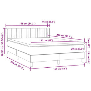 Box Spring Κρεβάτι με στρώμα Μαύρο 160x220 cm Βελούδινο - Pakobazaar