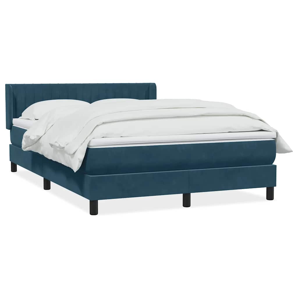 Box Spring κρεβάτι με στρώμα σκούρο μπλε 160x220 cm Βελούδινο - Pakobazaar