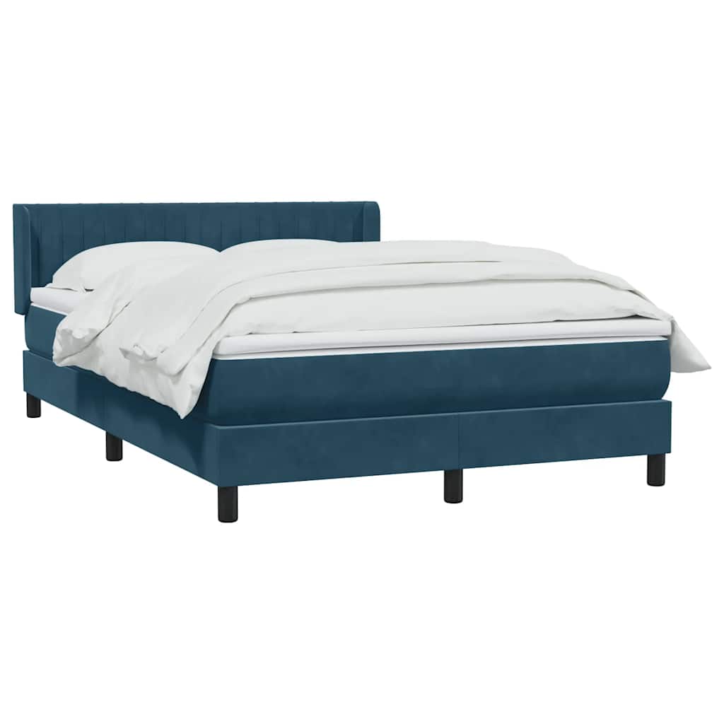 Box Spring κρεβάτι με στρώμα σκούρο μπλε 160x220 cm Βελούδινο - Pakobazaar