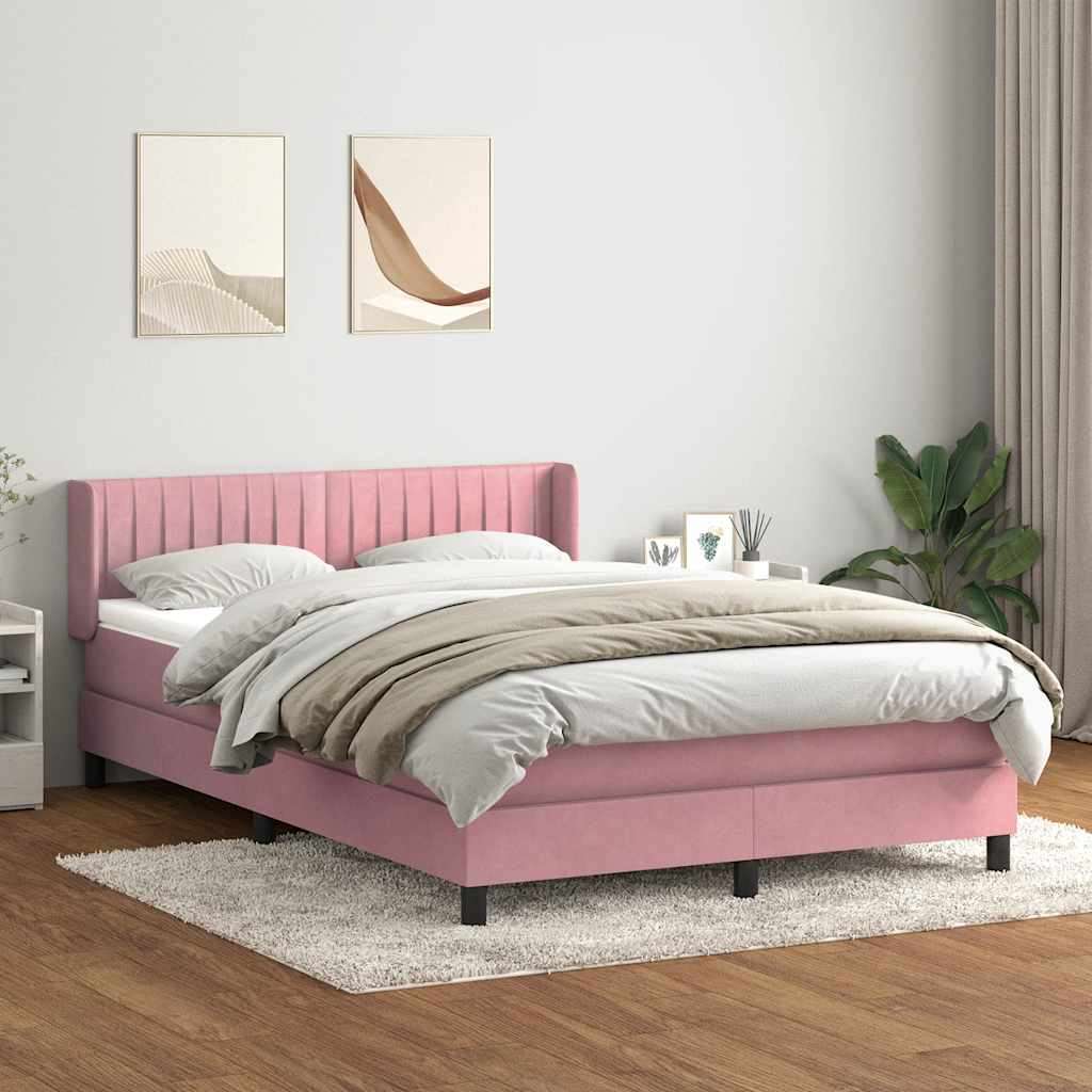 Box Spring κρεβάτι με στρώμα ροζ 160x220 cm Βελούδινο
