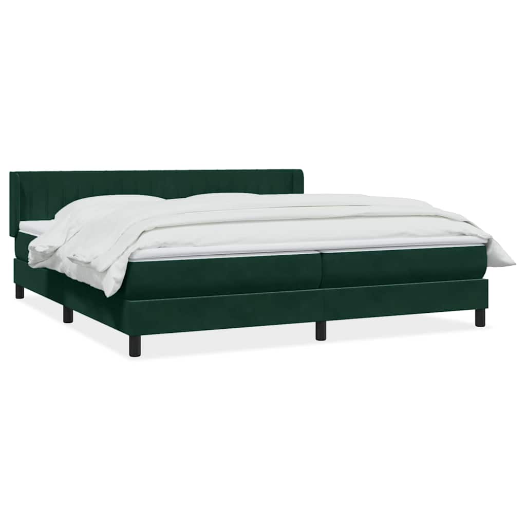 Box Spring κρεβάτι με στρώμα σκούρο πράσινο 180x220cm Βελούδινο